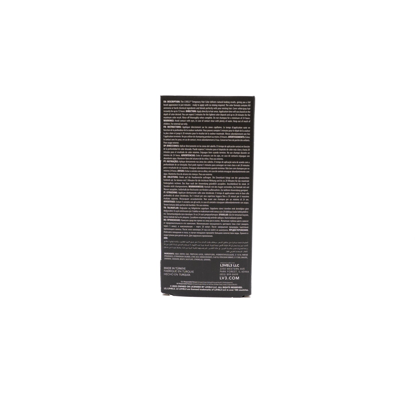 TEMPORARY HAIR ET BEARD COLOR BLACK 125ML - LEVEL3