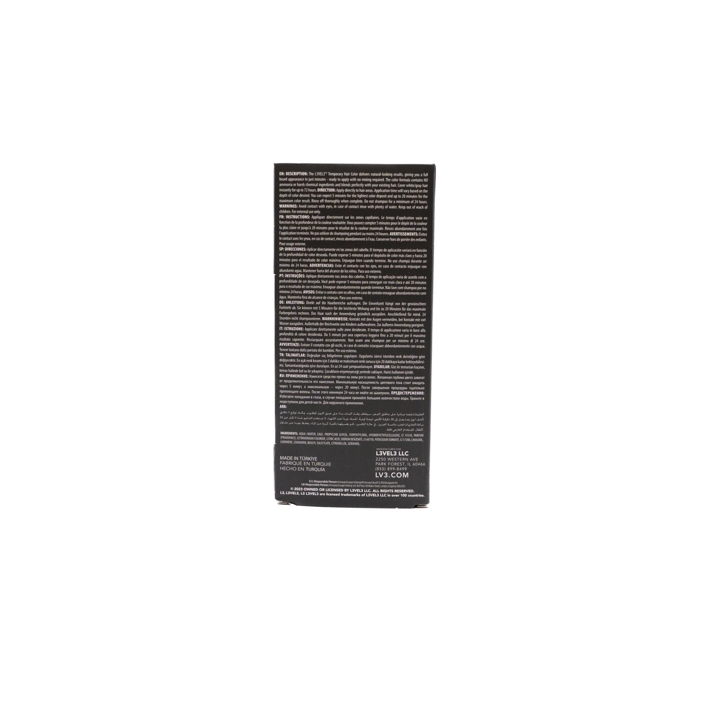 TEMPORARY HAIR ET BEARD COLOR BLACK 125ML - LEVEL3