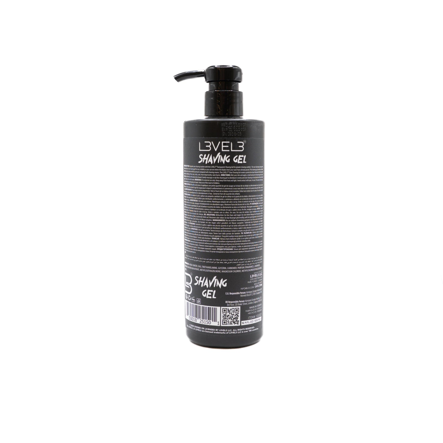GEL DE RASAGE TRANSPARENT ICE 500 ML - L3VEL3