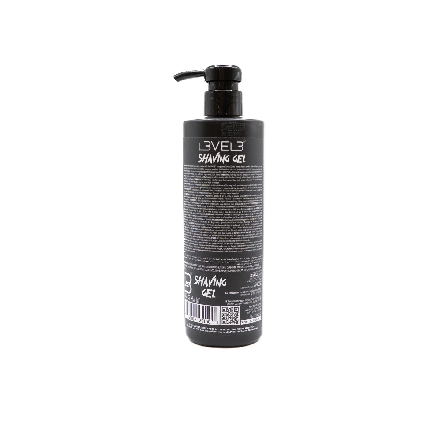 GEL DE RASAGE TRANSPARENT ICE 500 ML - L3VEL3