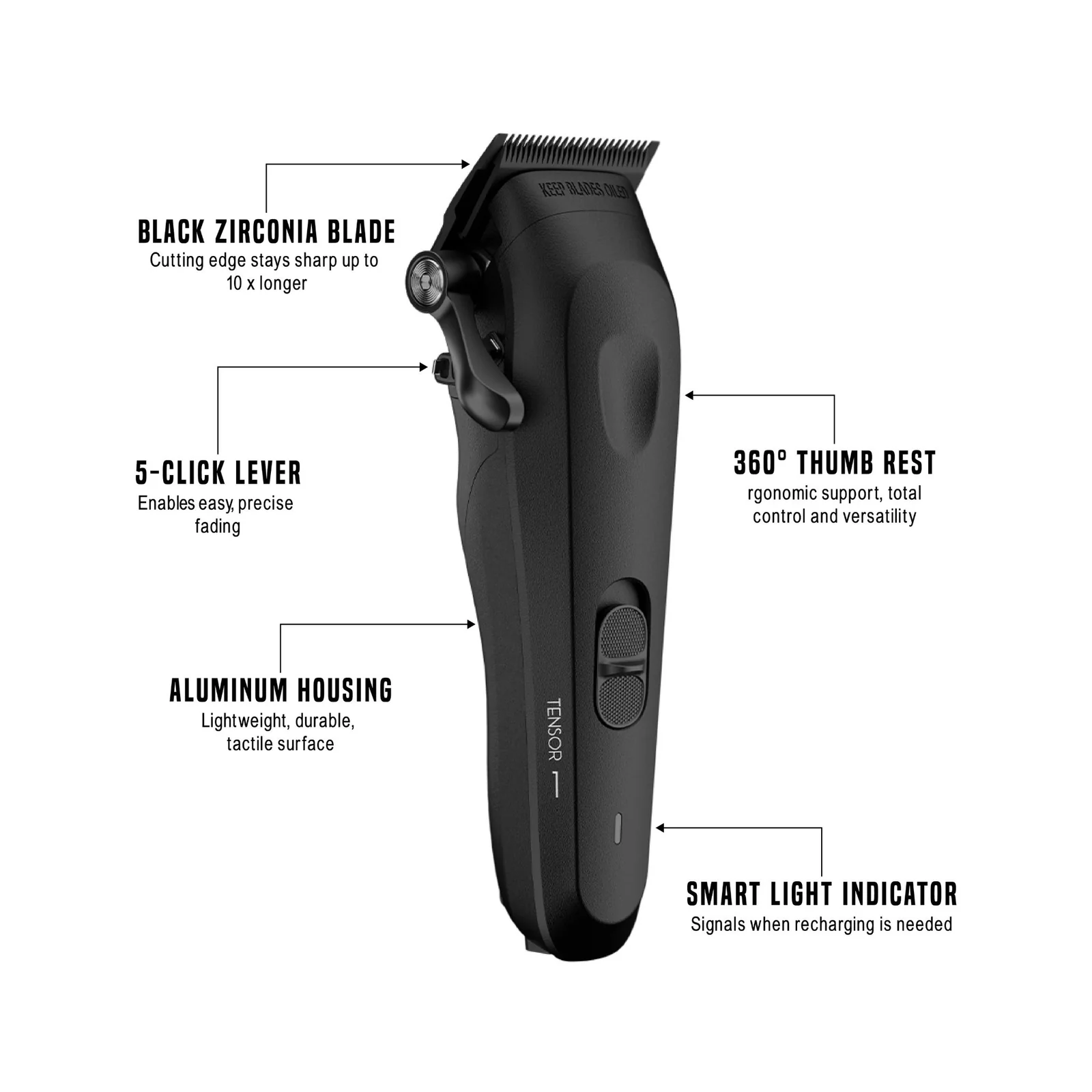 CLIPPER TENSOR 1 BLACK - MY BLADES Le QG du Barbier