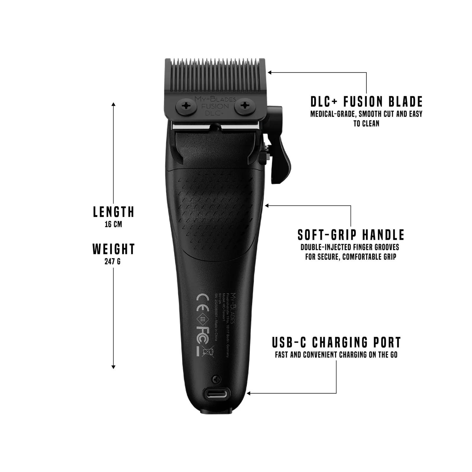 CLIPPER TENSOR 1 BLACK - MY BLADES Le QG du Barbier