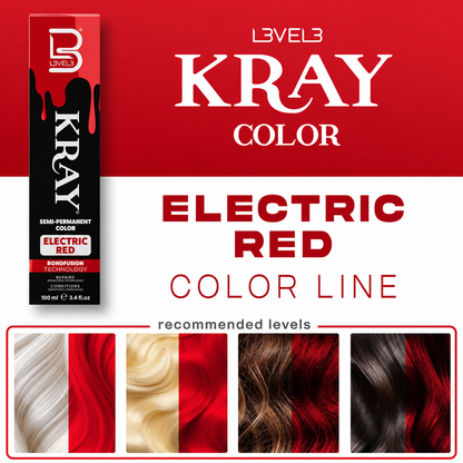 COULEUR SEMI-PERMANENTE ELECTRIC RED - LEVEL3 Le QG du Barbier