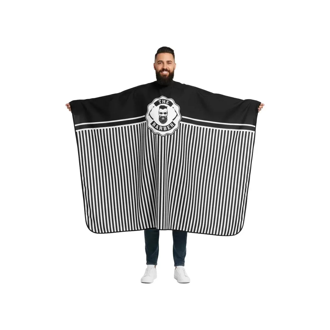 MAXI CAPE DE COUPE RAYÉE GRIS Le QG du Barbier