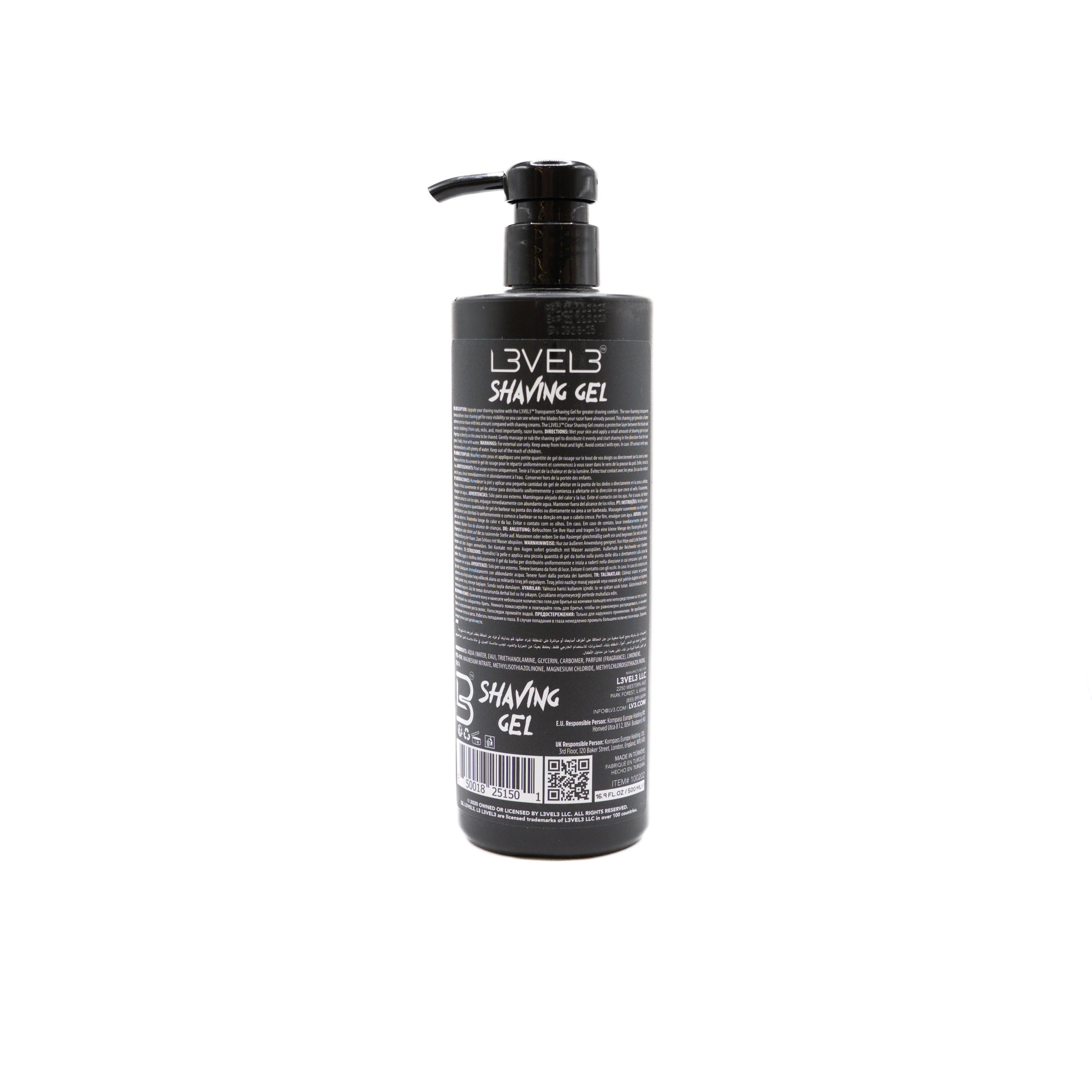 GEL DE RASAGE TRANSPARENT ICE 500 ML - L3VEL3
