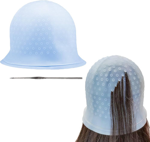 BONNET SILICONE BLEU POUR MECHE AVEC CROCHET Le QG du Barbier