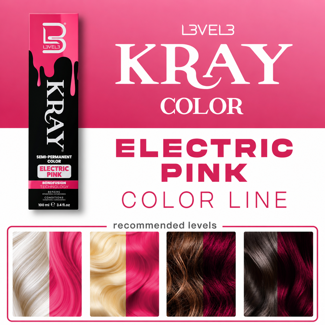COULEUR SEMI PERMANENT ELECTRIC PINK - LEVEL3 Le QG du Barbier